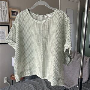 Madewell Green Striped Blouse
